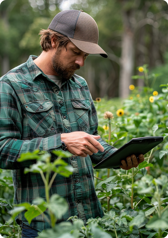 Produtor utilizando a plataforma Atýha no campo